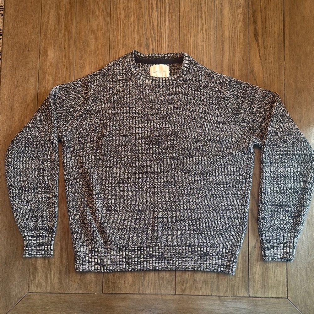 American Eagle Outfitters Black and Gray Crewneck Sweater